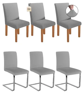 Immagine prodotto di Copri-sedie elasticizzati, adatti a sedie a dondolo, removibili e lavabili, color grigio chiaro, set da 6