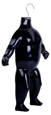 Produktbild von 1 x Kindertorso Schwarz – Halbschale Kinder Kunststoff – Oberkörper Jugendlicher Halbplastik Kind – Kids Mannequin Schaufensterpuppe mit Haken Dekotorso