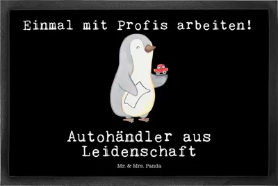 Produktbild von Mr. & Mrs. Panda fußmatte Autohändler Leidenschaft 50 x 75 cm - Schwarz - Geschenk, Bodenvorleger, Spruch, Fußabstreifer, Schmutzmatte, Fussmatte, wagenhändler