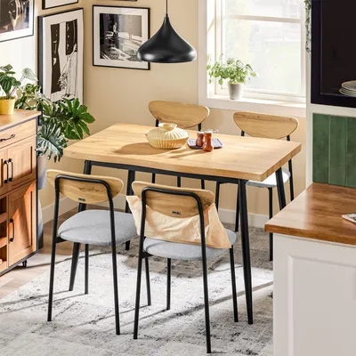 Produktbild von SoBuy Essgruppe Esstisch Set 5-teilig Bartisch mit 4 Stühlen, Komfortable Stühle mit Schaumstoffbezug Kleiner Esstisch OGT52-N