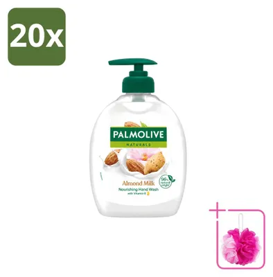 Image de 20 flacons de savon liquide Palmolive, lait d'amande et aloe vera, 300 ml, lot économique, 20 pièces