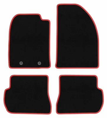 Produktbild von Velours-Fußmatten für Ford Fusion 2002-2005 (Schrägheck) – 4-tlg, Schwarz/Rot, passgenau – Wielganizator CARLUX