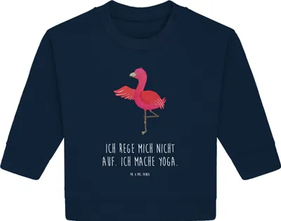 Produktbild von Mr. & Mrs. Panda Organic Baby Pullover Flamingo Yoga 24. - 36. Monat - French Navy - Geschenk, Achtsamkeit, Namaste, Yogi, Aufgeregt, Bullover