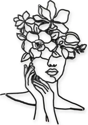 Produktbild von Wanddekoration Frau Gesicht mit Blumen Replikat Retro Design Dekoration