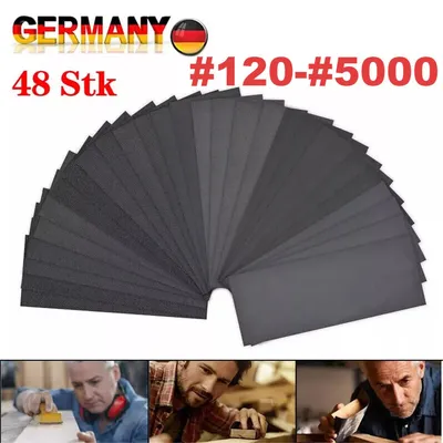 Produktbild von 48 Stück Schleifpapier Set Nass und Trocken Sandpapier 80-3000 für Auto Holz