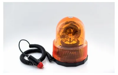 Zdjęcie produktu dla Obrotowa pomarańczowa lampa ostrzegawcza (lampa sygnalizacyjna/ostrzegawcza) 24 V z podstawą magnetyczną, 25 W