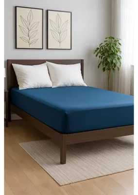 Produktbild von Bettlaken - Spannbettlaken mit Gummizug - 160x200 cm - Jersey - 100% Baumwolle - 160g/m2 - Blau - Hochwertiges