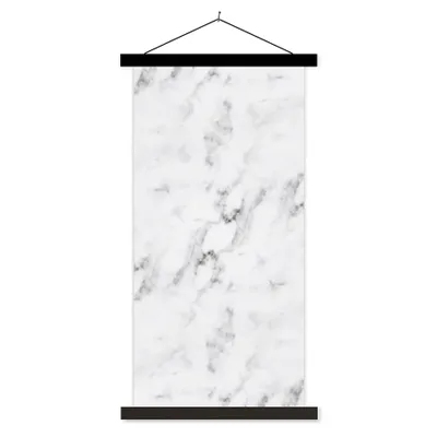 Produktbild von MuchoWow® Textilposter Marmor - Luxus - Weiß - Grau - Marmoroptik 60x120 cm mit schwarzem Rahmen - Magnete