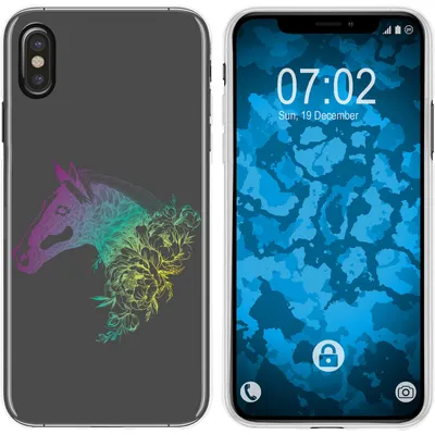 Produktbild von PhoneNatic Case kompatibel mit Apple iPhone Xs Max Silikon-Hülle Floral Pferd M5-4