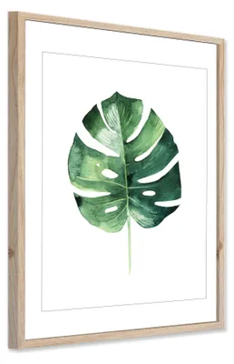 Zdjęcie produktu dla STYLER Obraz na ścianę 30x40 cm w ramie MDF botaniczny motyw liści monstery nowoczesna dekoracja do salonu sypialni biura Modernpik WOOD MONSTERA