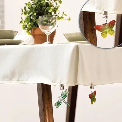 Productafbeelding van Famanu tafelkleedhouders met verschillende motieven - groen, geel, rood, zilver