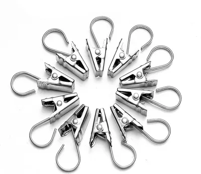 Produktbild von 60 Stück Gardinenklammern aus Metall, Mehrweg-Vorhangclips für Vorhänge, Fotos, Licht und Duschvorhänge, Silber