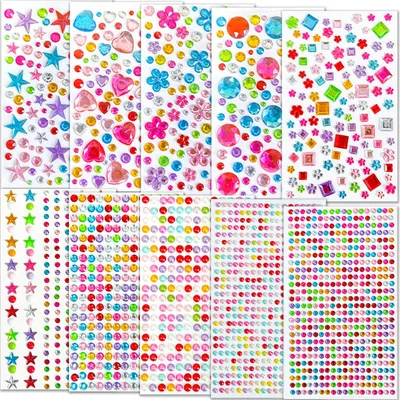 Produktbild von Glitzersteine Selbstklebend, 2150 Stück Strasssteine Glitzer Sticker, Verschiedene Formen Crystal Edelstein Selbstklebende schmücken für Gesichts-Make-Up Fingernagel Dekorationen Festival Zubehör