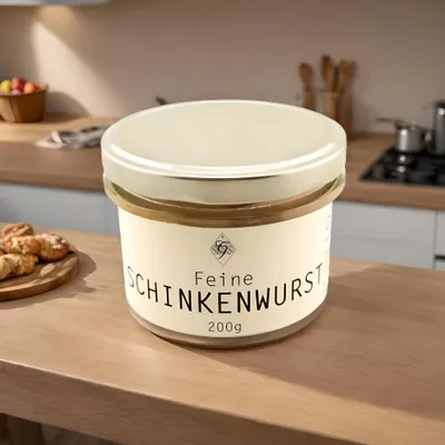 Produktbild von Feine Schinkenwurst im Glas – Hausgemacht von Metzgerei Guber – streichzart & deftig