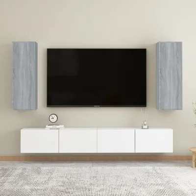 Produktbild von Eleganter Möbel TV-Schränke 2er Set Grau Sonoma 30,5x30x90 cm Holzwerkstoff - Fernsehtisch TV-Schränke - 118903