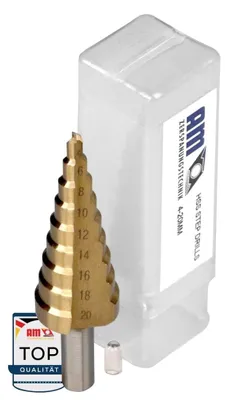 Produktbild von Stufenbohrer Kegelbohrer Blechbohrer - HSS-TiN - Ø 4 bis 20 mm - für Metall, Holz und Kunststoff