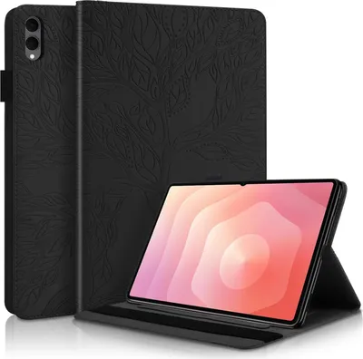 Produktbild von Für Samsung Galaxy Tab S11 Ultra aufstellbare Baum Kunstleder Tasche Schwarz