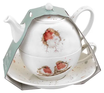 Teekanne mit Untertasse, Bone China, mehrfarbig, 300 ml