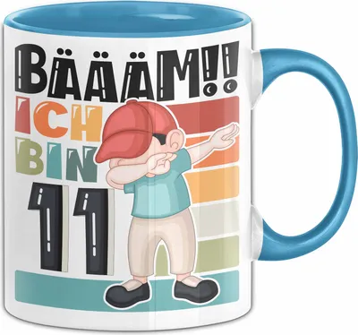 Produktbild von 11. Geburtstag Geschenk Tasse Becher Jungen Geburtstagsgeschenk Sohn Bäääm Ich Bin 11 (Blau)