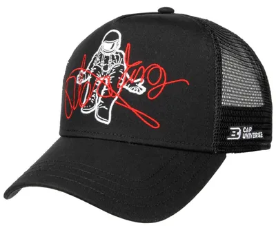 Produktbild von CapUniverse Trucker Cap Astronaut Schwarz Basecap mit Netzteil Atmungsaktiv Vers