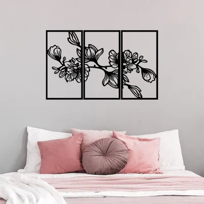 Immagine prodotto di Wallity, Fiore- TNL2058, Nero, Altre decorazioni per la casa, 37 x 65 cm, 100% metallo (Spessore: 1