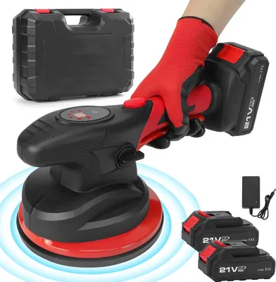 Produktbild von Fliesenvibrator, Fliesenmaschinen 6 Gänge Einstellbar, LCD-Display, Fliesenrüttler mit 2 akku Vakuum Saugheber für 0,3-2m Fliesen, 120kg Adsorption