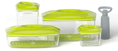 Produktbild von Dafi | Set mit Vakuum-behältern SeeYoo | Inkl. Pumpe | Frischhaltedosen | Lebensmittelbehälter | Vakuumierbehälter | Aufbewahrungsbox | Vakuumiergerät | Essen Box | BPA-Frei | 5er-Set | Limettengrün