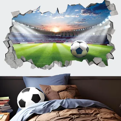 Obrázok produktu pre Nálepka na stenu futbalový štadión, do detskej izby, 3D, pre chlapcov spálňa