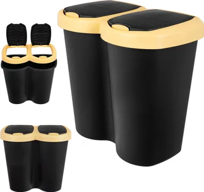 Image de Poubelle - Conteneur de recyclage - 40 l - Double compartiment - 2 couvercles - Tri des déchets