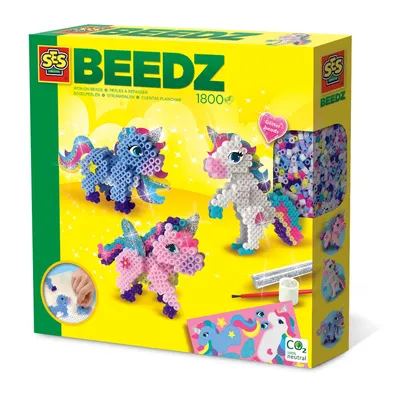 Produktbild von SES Creative Beedz 06263 Bügelperlen-Set Einhörner, 1200 Perlen mit magischen Motiven für Kinder, 5 Jahr(e), Junge/Mädchen, Kind, Einhorn, Kunststoff, Mehrfarbig