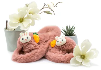 Produktbild von Wolkenvoll Hausschuhe Plüsch für Damen mit Hasen Karotten, flauschig weich und w