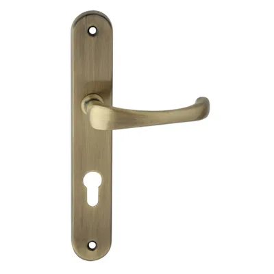 Produktbild von DOMINO Türgriff 72 Drückergarnitur PZ-Profilzylinder | Türklinke für Zimmertür, Bürotür, Kellertür & Innentür | L-Form |aus Aluminium |Bronze| JOLA M3