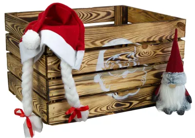 Produktbild von Obstkiste geflammt mit weissem Weihnachtsmann