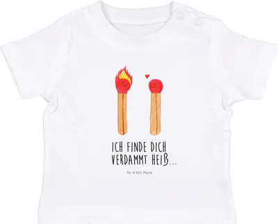 Produktbild von Mr. & Mrs. Panda  T-Shirt Streichhölzer 0. - 6. Monat - Weiß - Geschenk, Kinder Shirt, Baby Top, Freundin, Liebesbeweis, Liebesgeschenk, Babyshirt