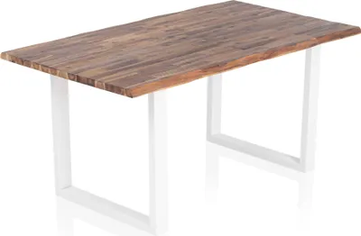 Produktbild von SalesFever Esstisch 180 x 90 cm | Tischplatte Akazie 35 mm | U-Gestell Metall | B 180 x T 90 x H 75 cm | naturfarben – weiß