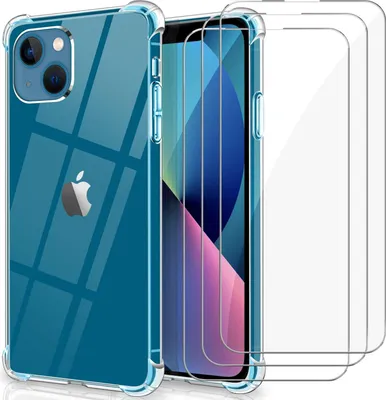 Image de Coque En Silicone Pour Iphone 13 Transparente 3X Verre Trempé A2482 A2631 A2633