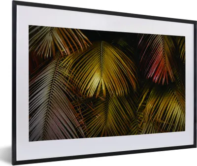 Produktbild von MuchoWow® Gerahmtes Poster Dschungel - Blätter - Gold 60x40 cm - Poster mit Schwarzem Bilderrahmen Wandposter Rahmen Foto Bilder - Schlafzimmer - Plakat in Rahmen - Drucken