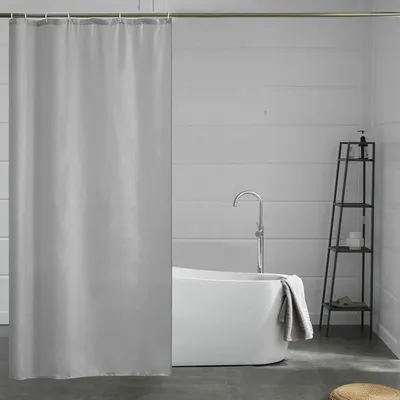 Produktbild von Schmaler Duschvorhang Eck Dusche Badewanne Grau Polyester 100x200cm