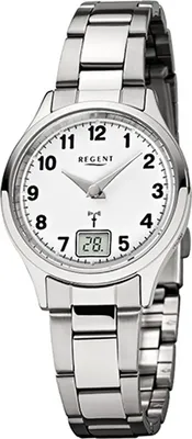 Produktbild von Regent Damen-Armbanduhr silber Analog-Digital FR-193 Edelstahl-Armband D2URFR193