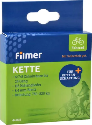 Produktbild von Filmer Fahrradkette Fahrrad Kette Schaltungskette 116 Kettenglieder MTB-Schaltung Uniglide