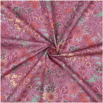 Baumwoll-Stoff Wildblumen ab 1m x 148 cm Popline Stoff Sommerstoff Oeko-Tex Meterware violett