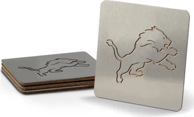 Produktbild von NFL Detroit Lions 4er Set Untersetzer Coaster Set Edelstahl Kork Boaster