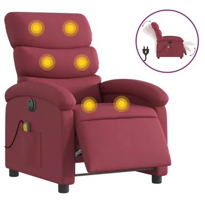 Produktbild von Massagesessel Elektrisch Weinrot Stoff