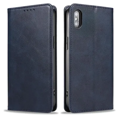 Produktbild von Handyhülle für Apple iPhone X / Xs Kunstleder Flip Cover Hülle Klapphülle Case Kartenfach Farbe: Blau