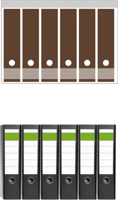 Produktbild von Wallario 6 Stück breite Ordner inkl. Klebeetiketten mit Motive Braun -  Set mit Rückenschildern / Ordnerrücken Stickern