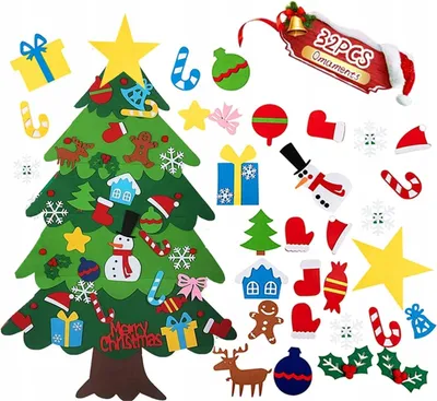 Immagine prodotto di ALBERO DI NATALE IN FELTRO LED Feltro Montessori Giocattolo Decorazione di Natale Feste