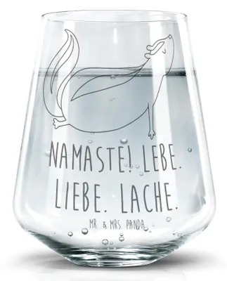 Produktbild von Mr. & Mrs. Panda Wasserglas Stinktier Yoga - Transparent - Geschenk, Glas, Tumbler, Lebe, Trinkglas, Namaste, Trinkgefäß, Liebe, Raubtier, Becherglas