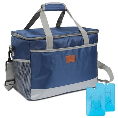 Produktbild von Jayseuw 25 L Kühltasche Isoliertasche Thermotasche Wasserfest Picknicktasche Faltbar Kühlbox mit 2er-Set Kühlakkus Kühlelemente Camping Lunch Blau