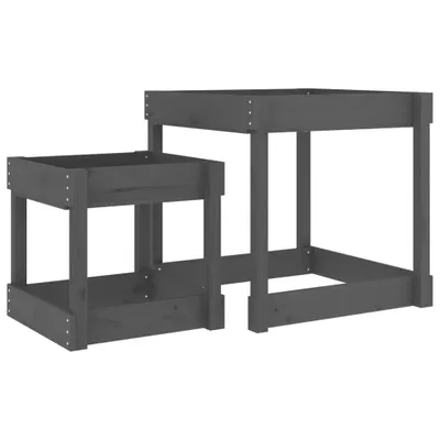 Produktbild von vidaXL Sand-Spieltische 2 Stk. Grau Massivholz Kiefer