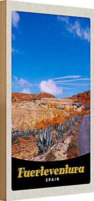 Produktbild von Holzschild Reise 20x30cm Fuerteventura Spanien Wüste Gebirge
